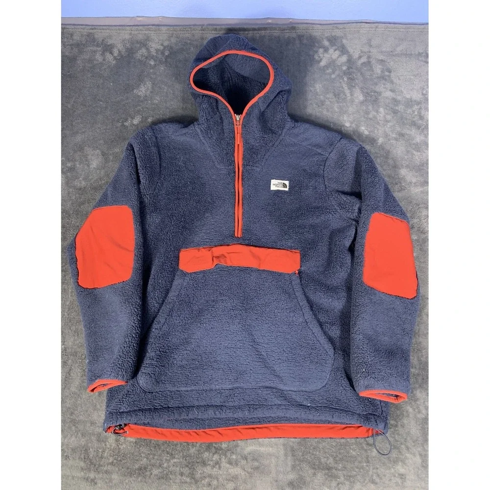 The North Face Campshire Anorak Sherpa Fleece Hoodie Men's Large Navy Blue
